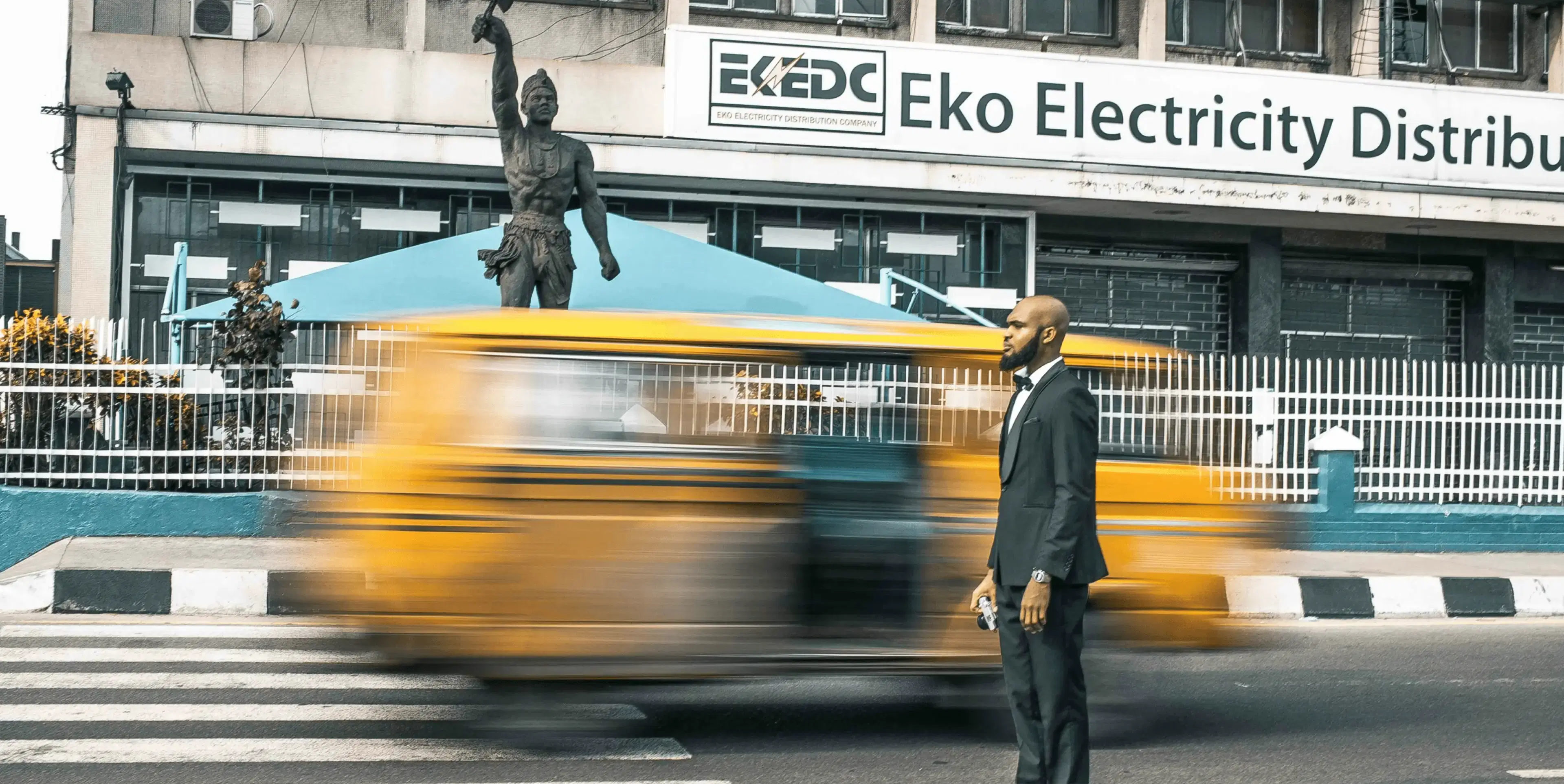 A man stands in the streets of Lagos